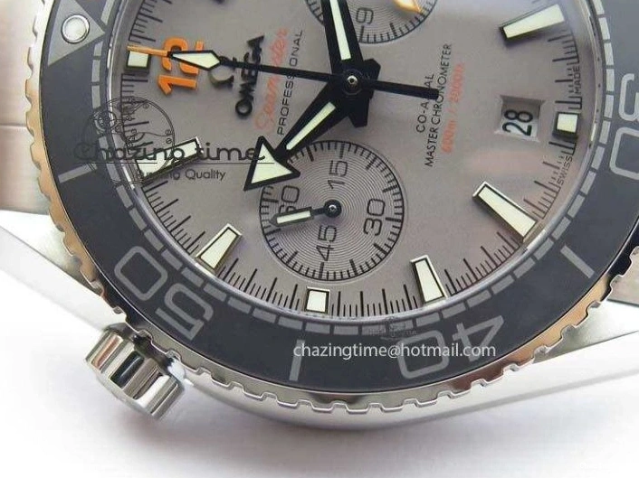 0412 Planet Ocean Master Chronometer Chrono SS OM 1:1 Best Edition Gray Dial On SS Bracelet A Reliable 8180